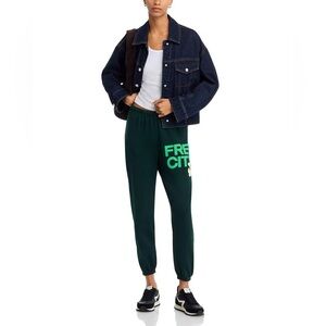 FREECITY Cotton Logo Drawstring Jogger Sweatpants Greenplant Size Medium